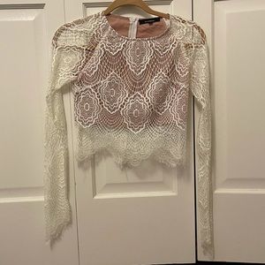 Olivaceous Lace Long Sleeve Top